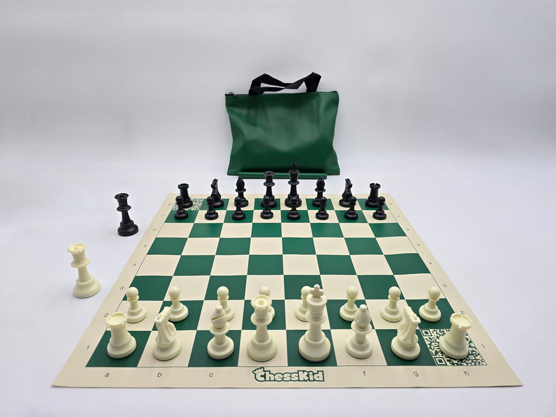 ChessKid Tote Chess Set with Vinyl Chess Board in Lightbox