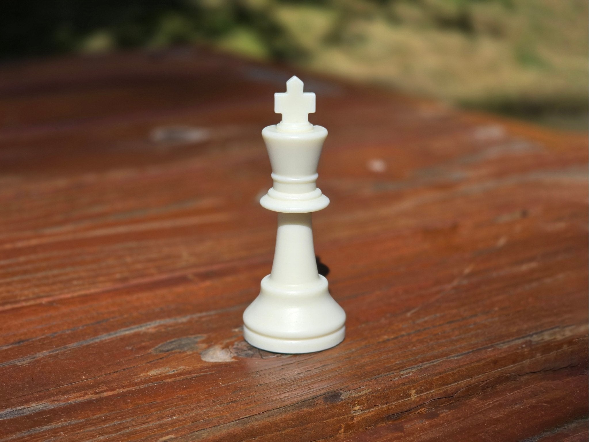 White King on Wooden Park Bench