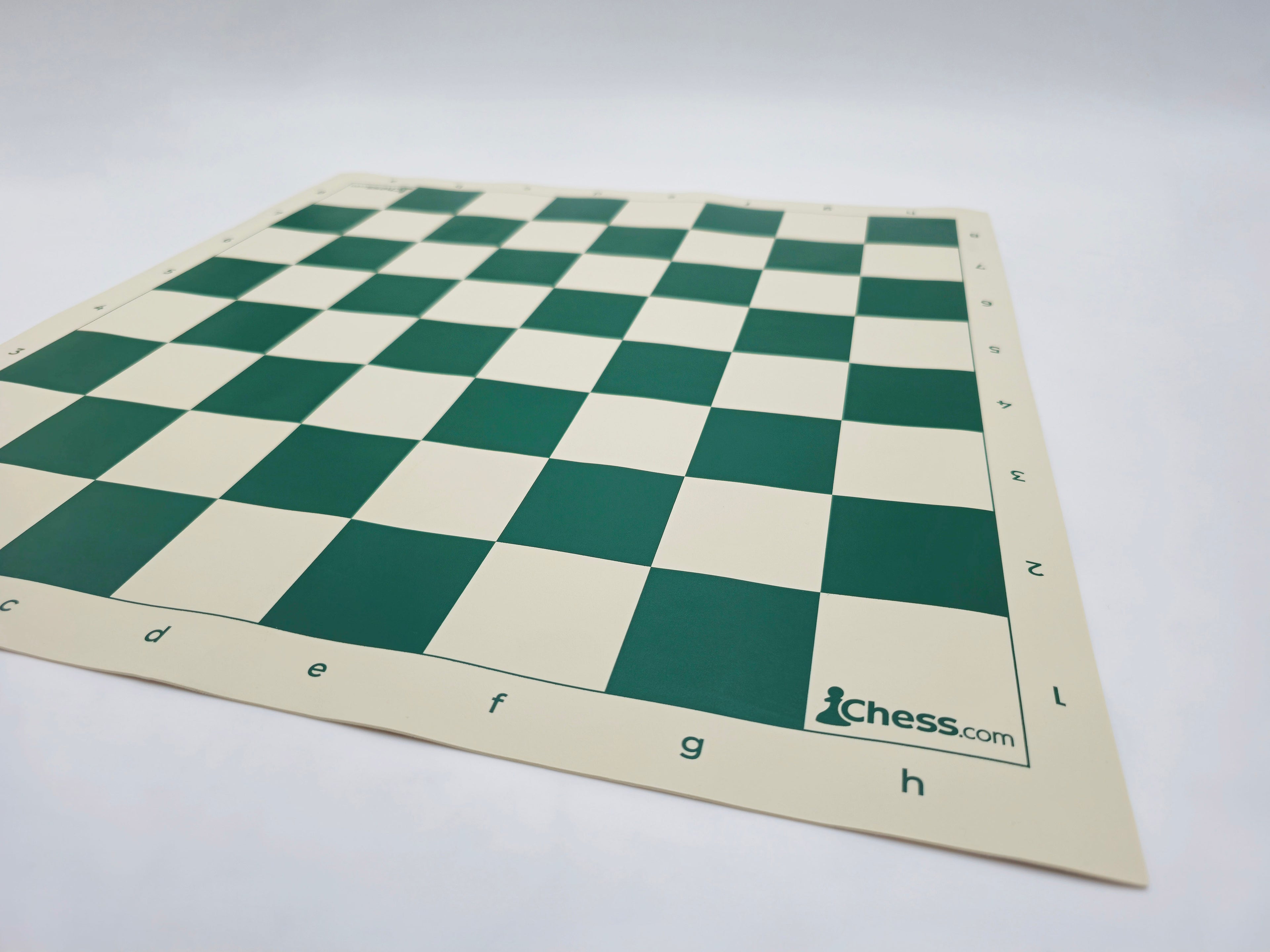 Chess.com Vinyl Chessboard in Lightbox (Angled Shot H1 Square)