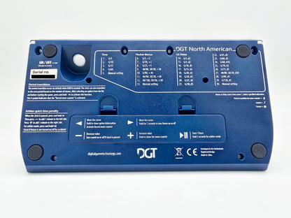 DGT North American Chess Clock 2024 in Lightbox (Bottom Shot Showing Game Modes)