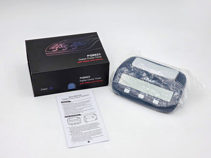 Leap PQ9923 Chess Clock Unboxed Displaying Instruction Manuals and Clock in Pacakage.