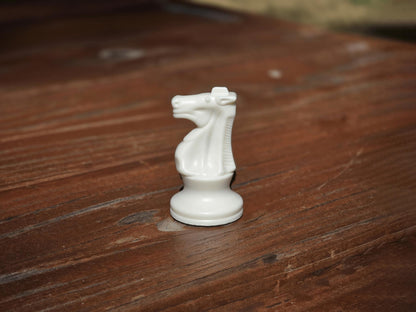 White Knight on Wooden Park Bench