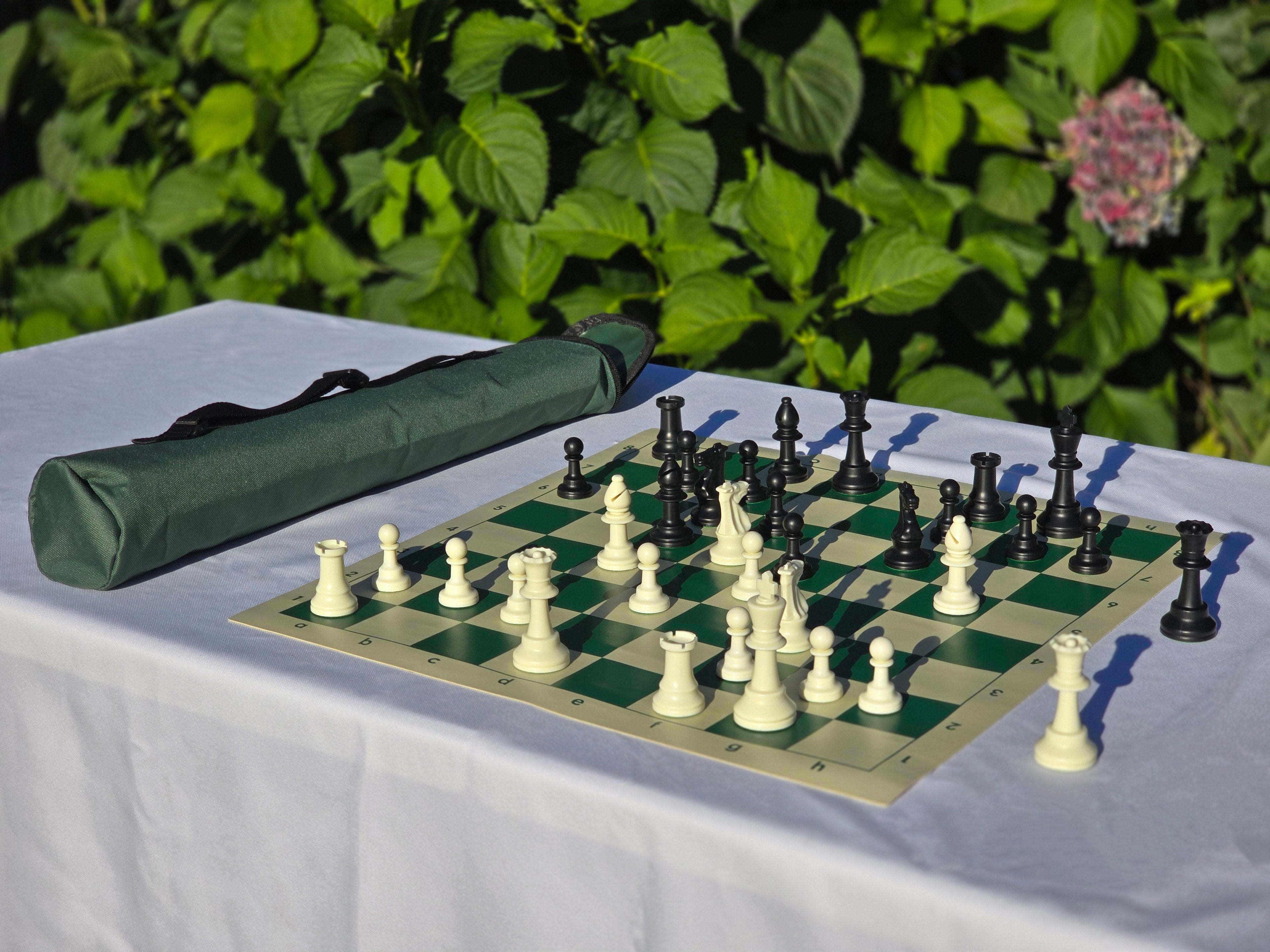 Tournament Chess Set with Vinyl Chess Board &amp; Quiver Carrying Bag